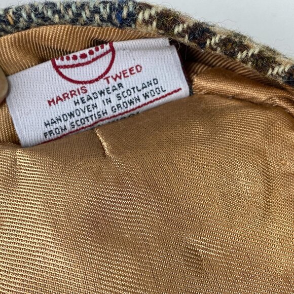 Harris Tweed Patchwork Wool Newsboy Cabbie Hat Cap Handwoven Made in Scotland - Picture 9 of 9